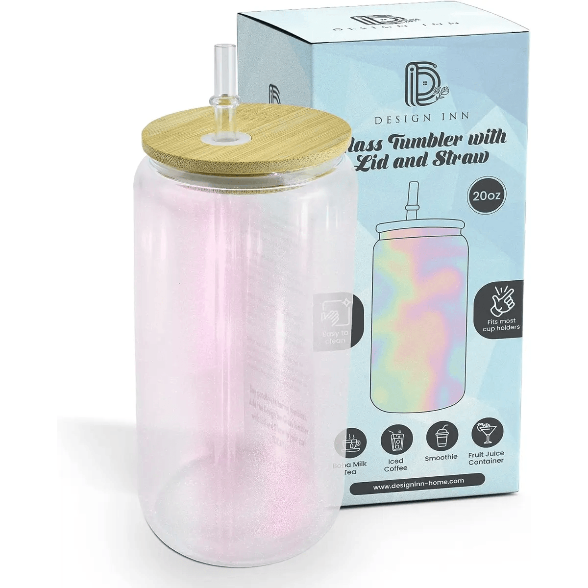 LumiGlow Glass Tumbler, Iridescent Sublimation Cup