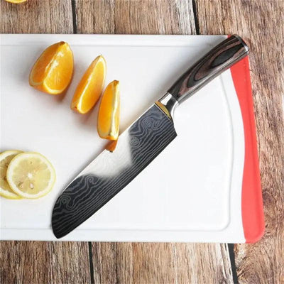 Carbon Steel 7 Inch Santoku Kitchen Knife for Home and Restaurant - Design Inn