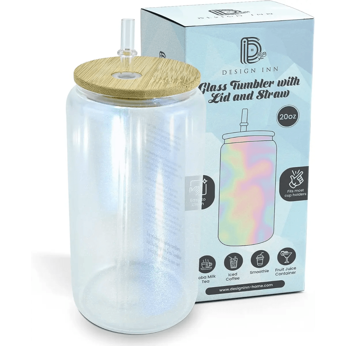Glass Tumbler with Bamboo Straw – INI Sips