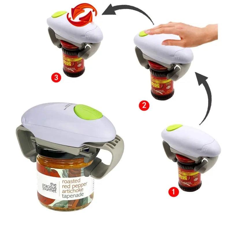 Electric Jar Opener Automatic One Touch Glass Jam Opener Handheld Corkscrew  Restaurant Opener Battery Operated Kitchen Gadgets