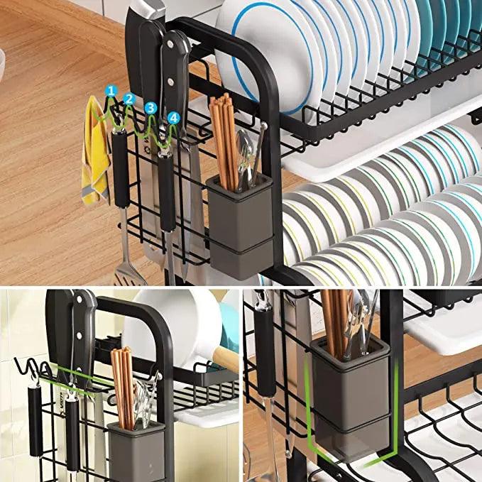 Sturdy Modern Space Saving Compact 2-tier Dish Rack Removable